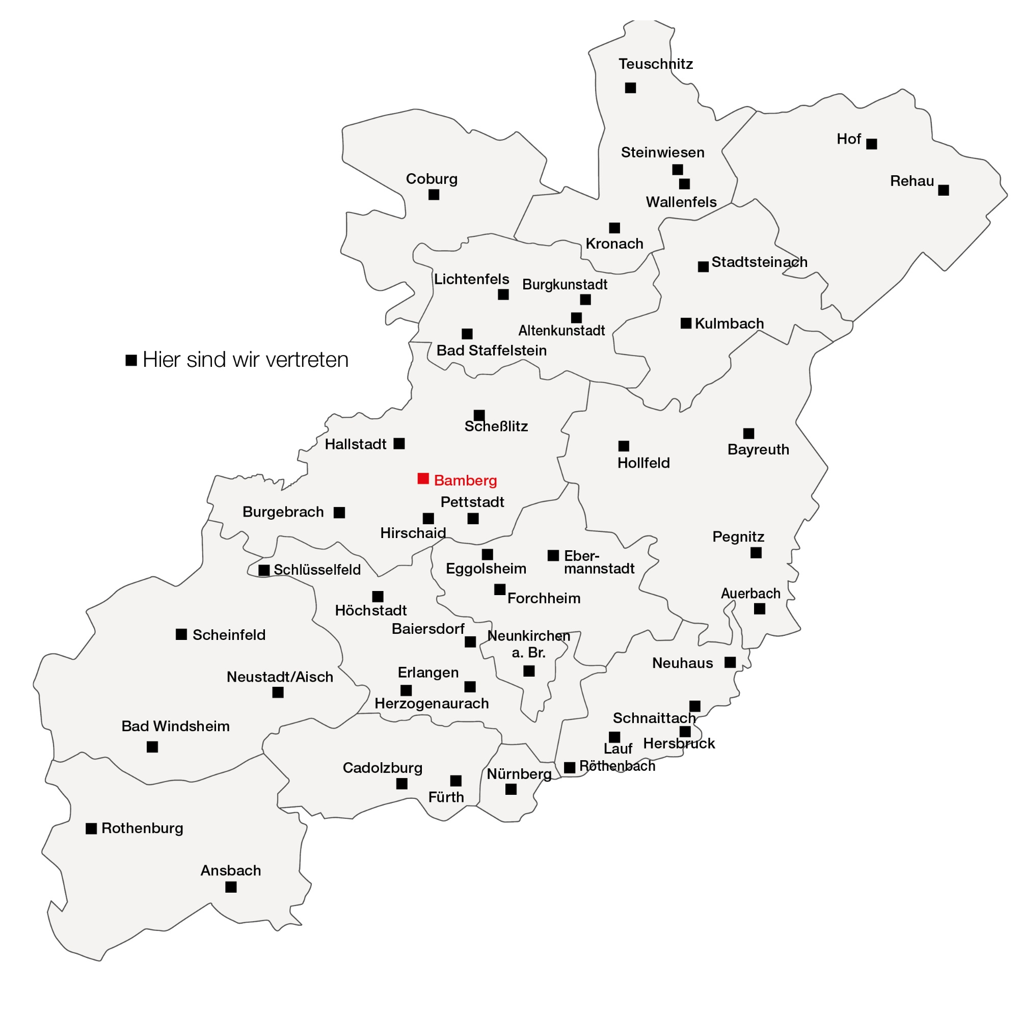 Karte Caritas-Diözese Bamberg